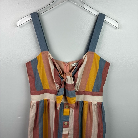 Madewell Tie-Front Cut-Out Sherbet Stripe Dress - Picture 4 of 11